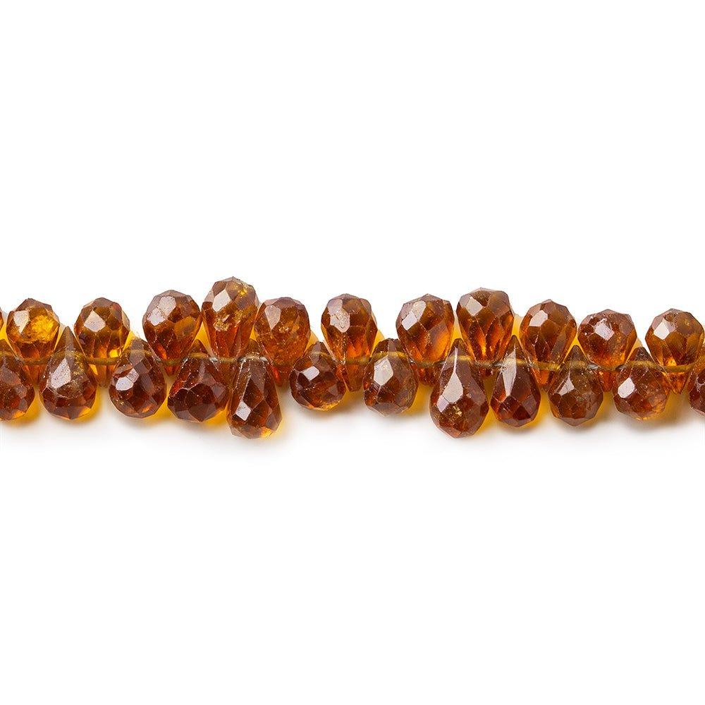 5mm Hessonite Garnet Top Drilled Faceted Teardrop Beads, 8.5 inch - The Bead Traders