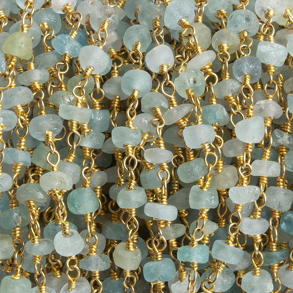 5mm Matte Multi Beryl Rondelle Gold Chain by the foot 29 pieces - The Bead Traders