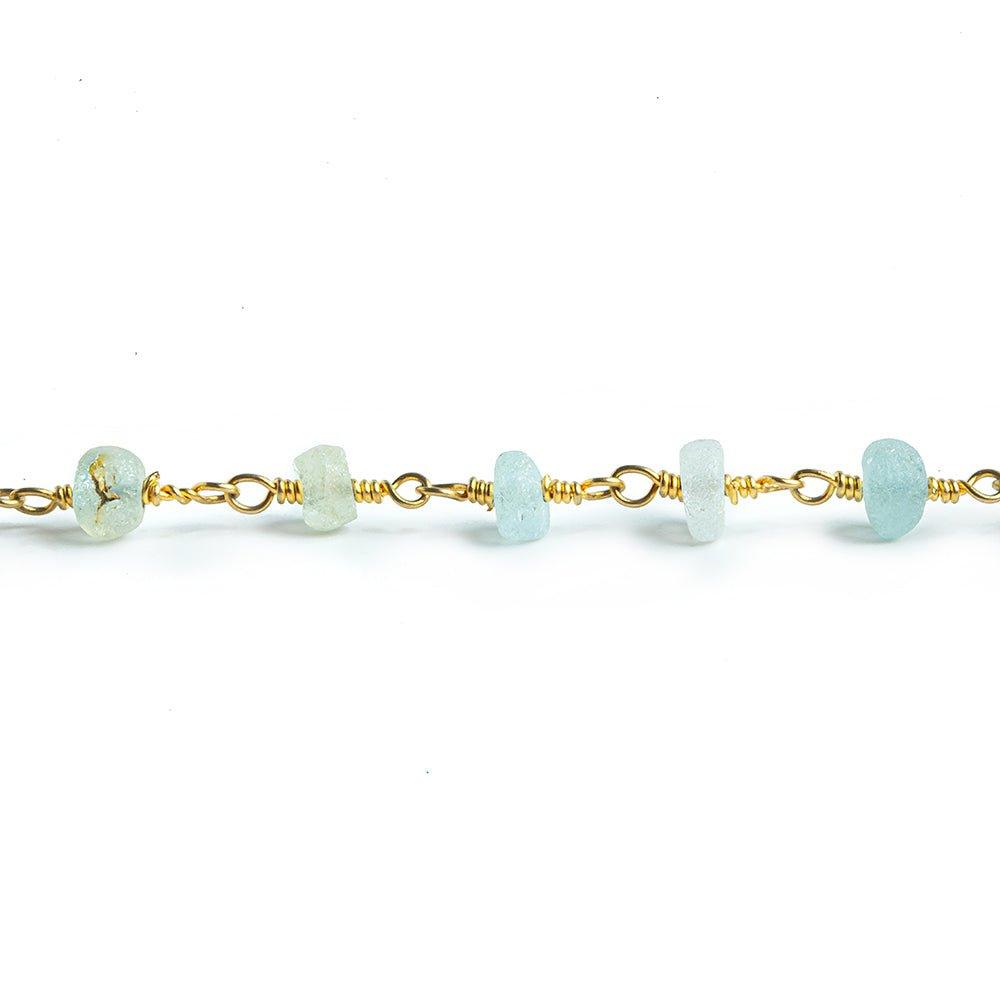 5mm Matte Multi Beryl Rondelle Gold Chain by the foot 29 pieces - The Bead Traders