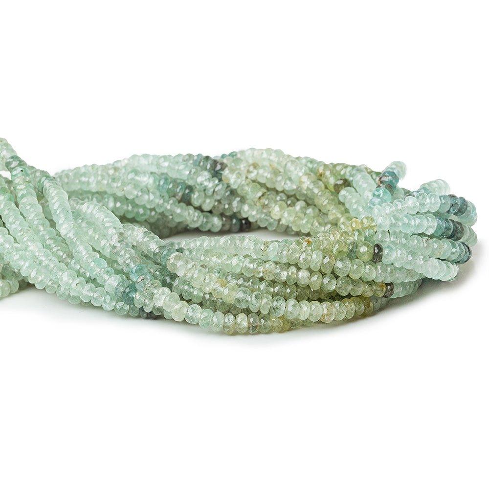 5mm Moss Aquamarine faceted rondelles 14 inches 120 beads - The Bead Traders