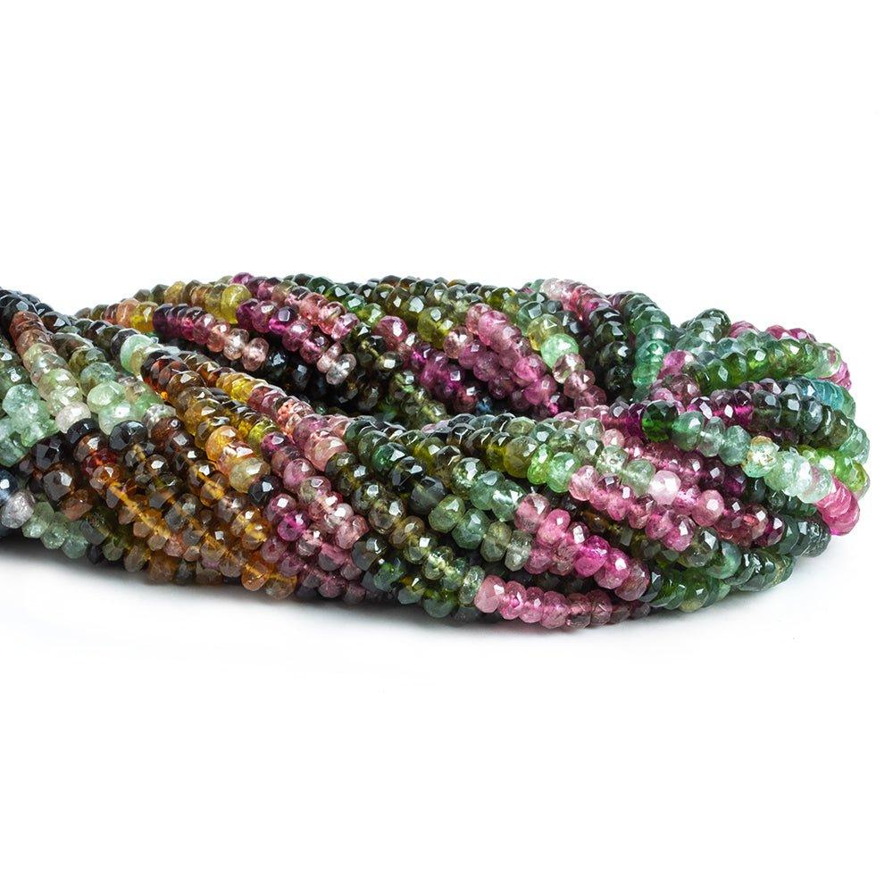 5mm Multi Color Tourmaline Faceted Rondelle Beads 12 inch 130 pieces - The Bead Traders