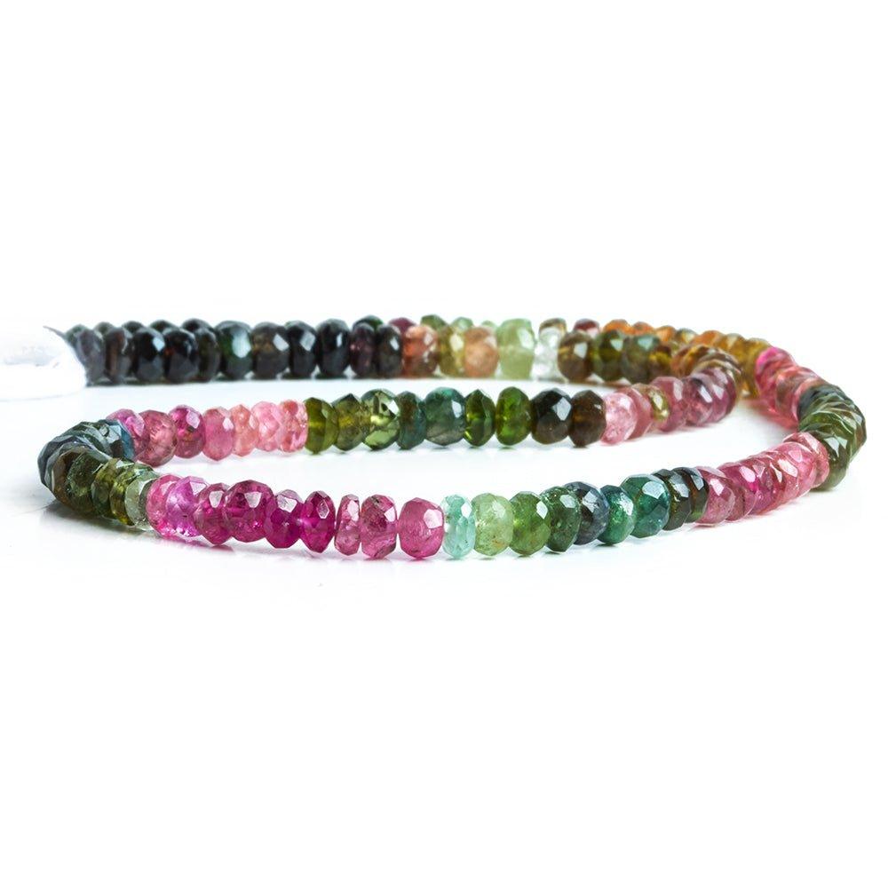 5mm Multi Color Tourmaline Faceted Rondelle Beads 12 inch 130 pieces - The Bead Traders