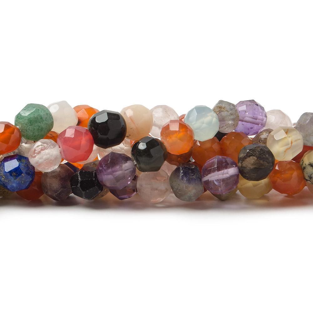 5mm Multi Gemstone Beads Faceted Round, 14" length, 69 pieces - The Bead Traders