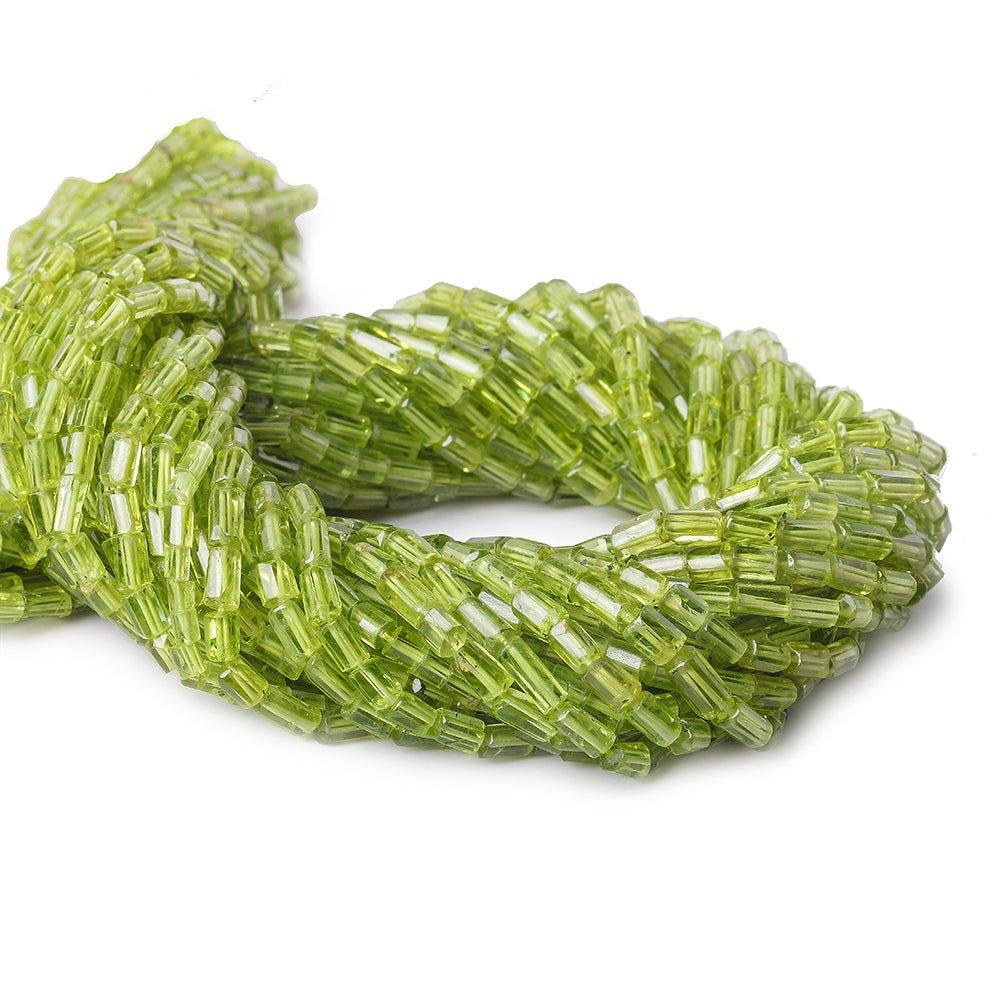 5mm Peridot Faceted Tube Beads, 14 inch - The Bead Traders