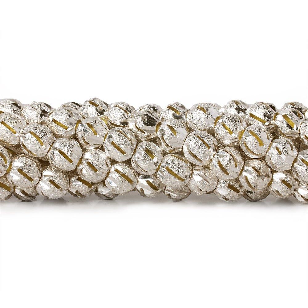5mm Sterling Silver Plated Brass Stardust Stripe Round Beads, 8 inch - The Bead Traders
