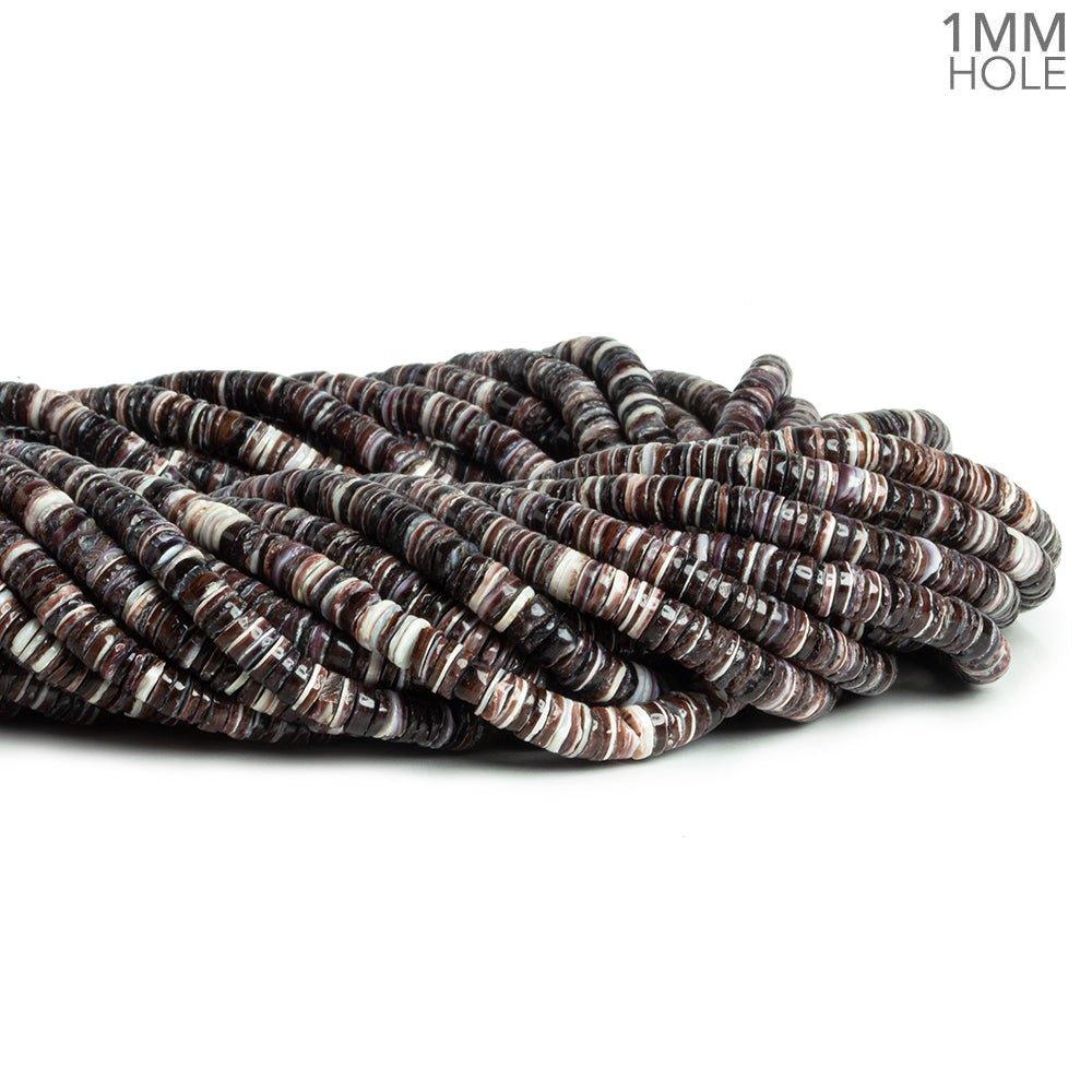 5mm Violet Oyster Shell Plain Heishi Beads 16 inch 315 pieces - The Bead Traders