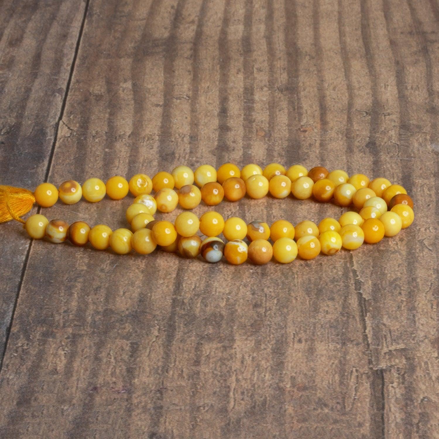 5mm Yellow Opal Plain Rounds 12 inch 60 beads - The Bead Traders