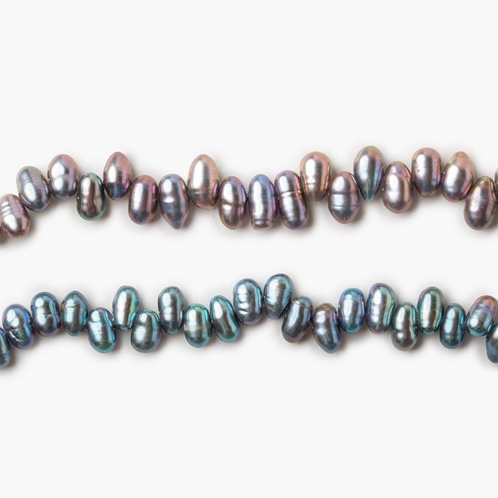 5x3-7x4mm Peacock Blue & Lilac Side Drilled Baroque Freshwater Pearls Set of 2 strands 31 inches - The Bead Traders