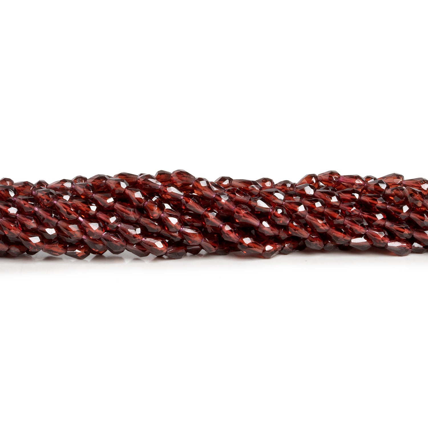 5x3mm Mozambique Garnet Faceted Teardrops 14 inch 75 beads - The Bead Traders