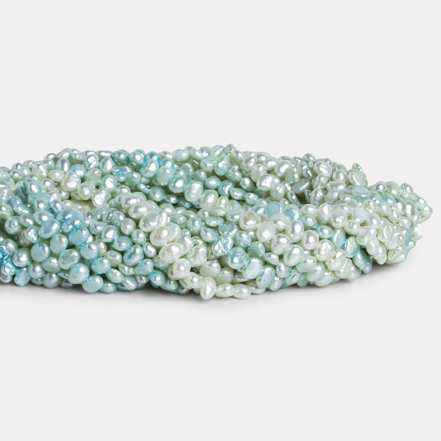 5x4mm Light Teal Baroque Pearls 15 inch 105 beads - The Bead Traders