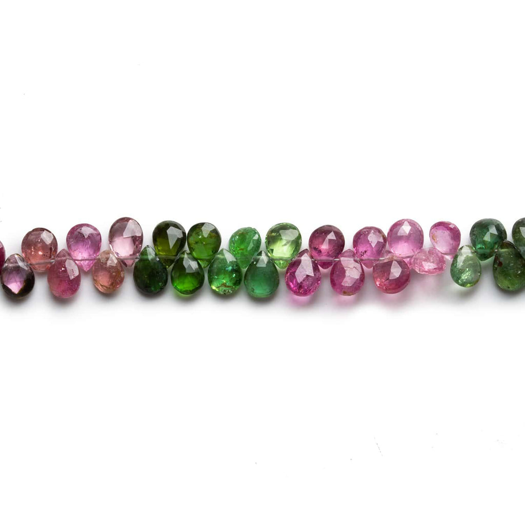 5x4mm Multi Color Tourmaline Faceted Pears 8 inch 73 beads - The Bead Traders