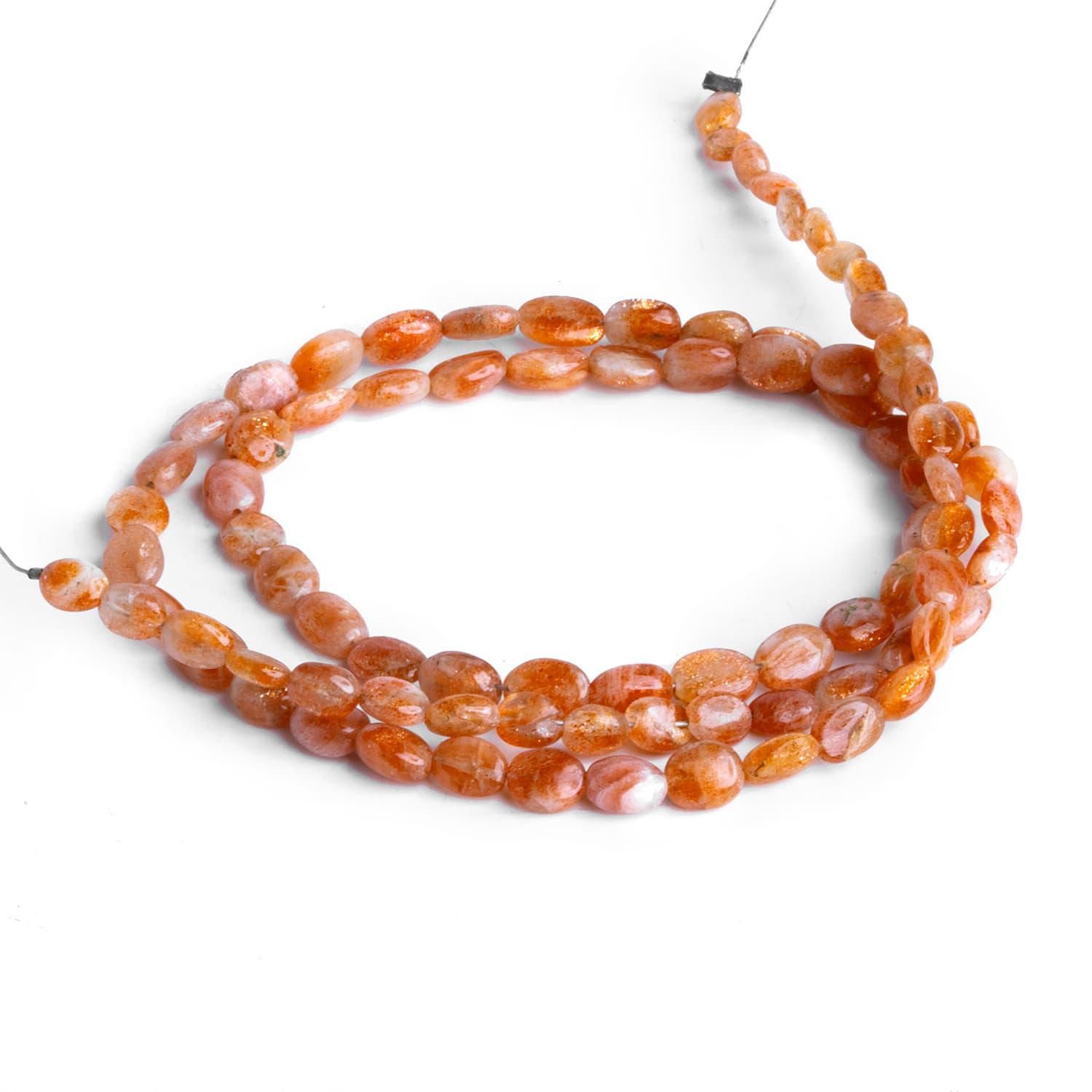 5x4mm Sunstone Plain Ovals 16 inch 80 beads - The Bead Traders