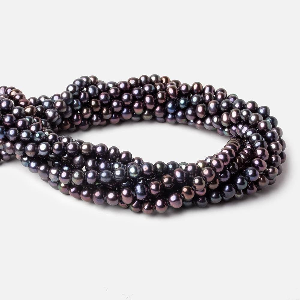 5x5-6x7mm Dark Peacock side drilled Baroque Freshwater Pearls 16 inch 72 pieces - The Bead Traders