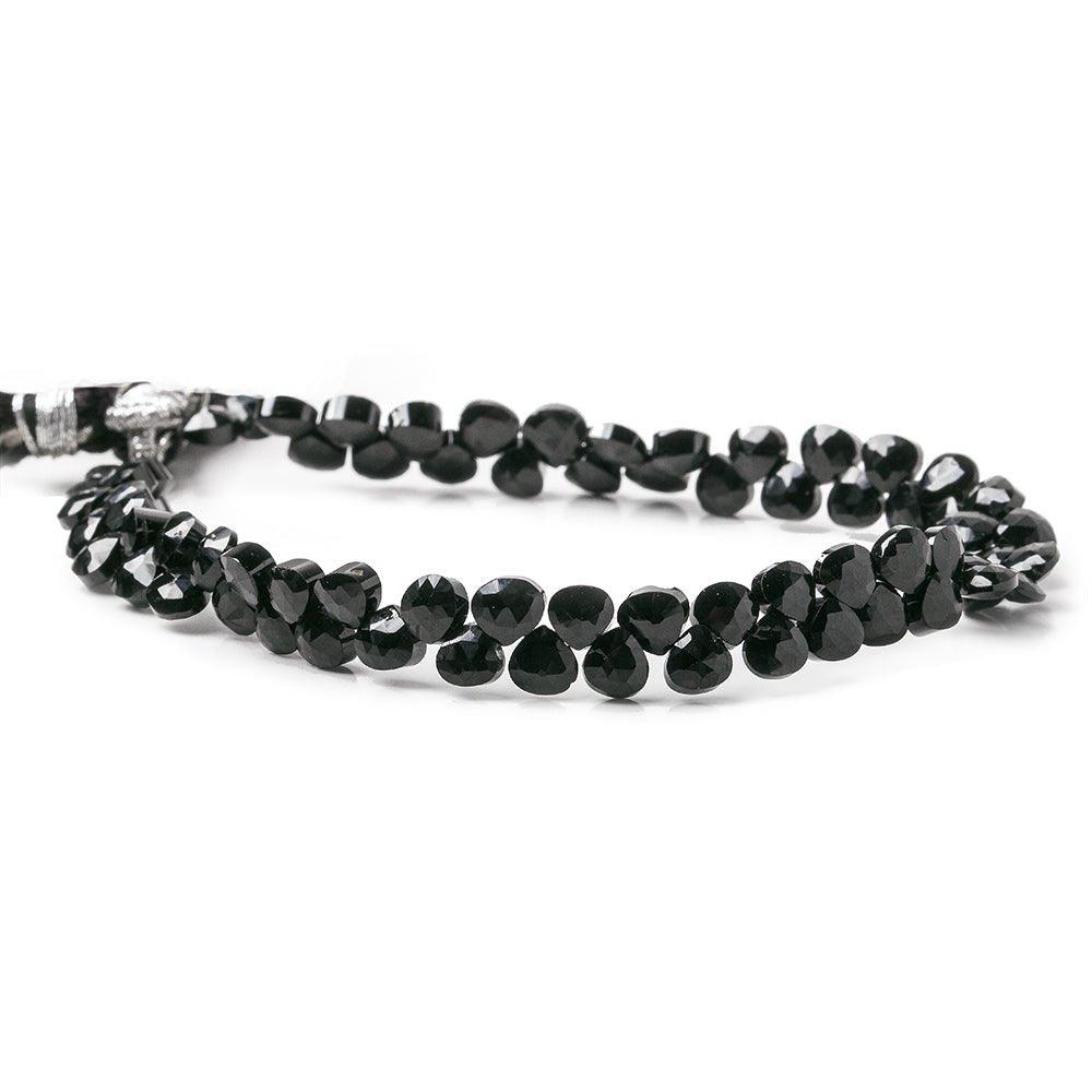 5x5mm Black Spinel Faceted Heart Beads 8 inch 69 pieces - The Bead Traders