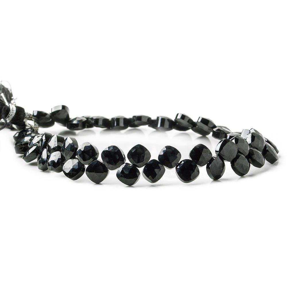 5x5mm Black Spinel Faceted Pillow Beads 8 inch 56 pieces - The Bead Traders