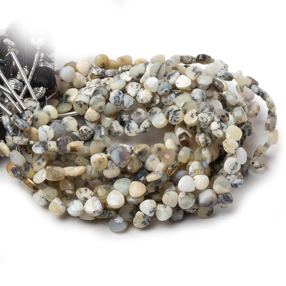 5x5mm Dendritic Opal Heart MicroBriolette Beads 6 inch 52 pieces - The Bead Traders