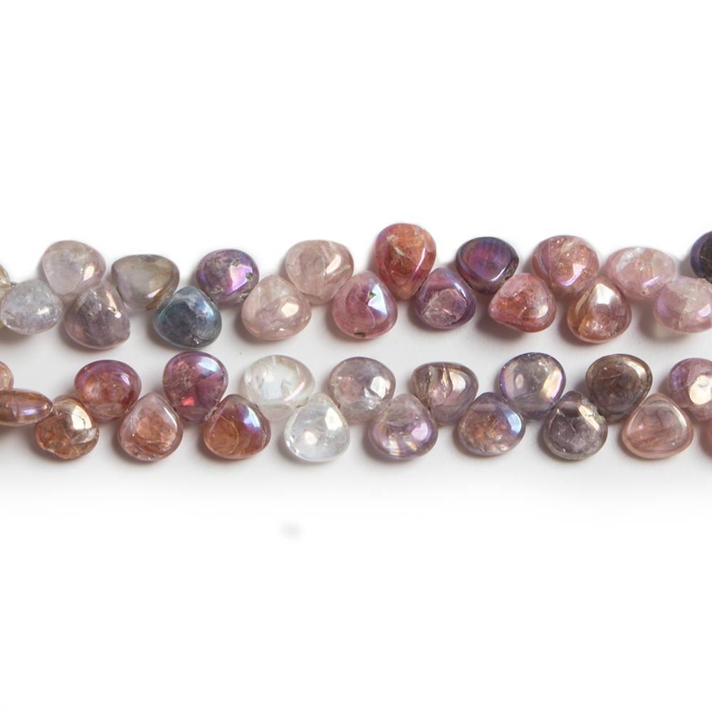 5x5mm Mystic Multi Spinel plain heart beads 8 inch 65 pieces - The Bead Traders