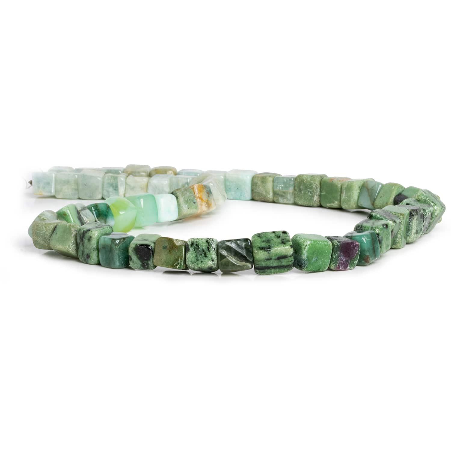 6-10mm Multi Gemstone Handcut Cubes 16 inch 48 beads - The Bead Traders