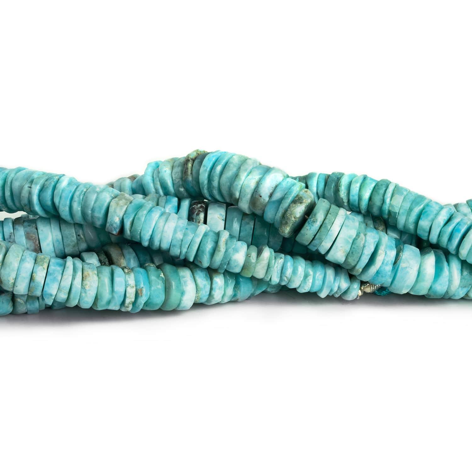 6-11mm Larimar Handcut Heishis 7.5 inch 75 beads - The Bead Traders