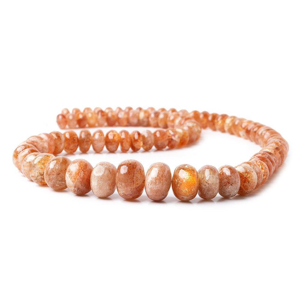 6-14mm Sunstone plain rondelle beads 18 inches 80 pieces - The Bead Traders