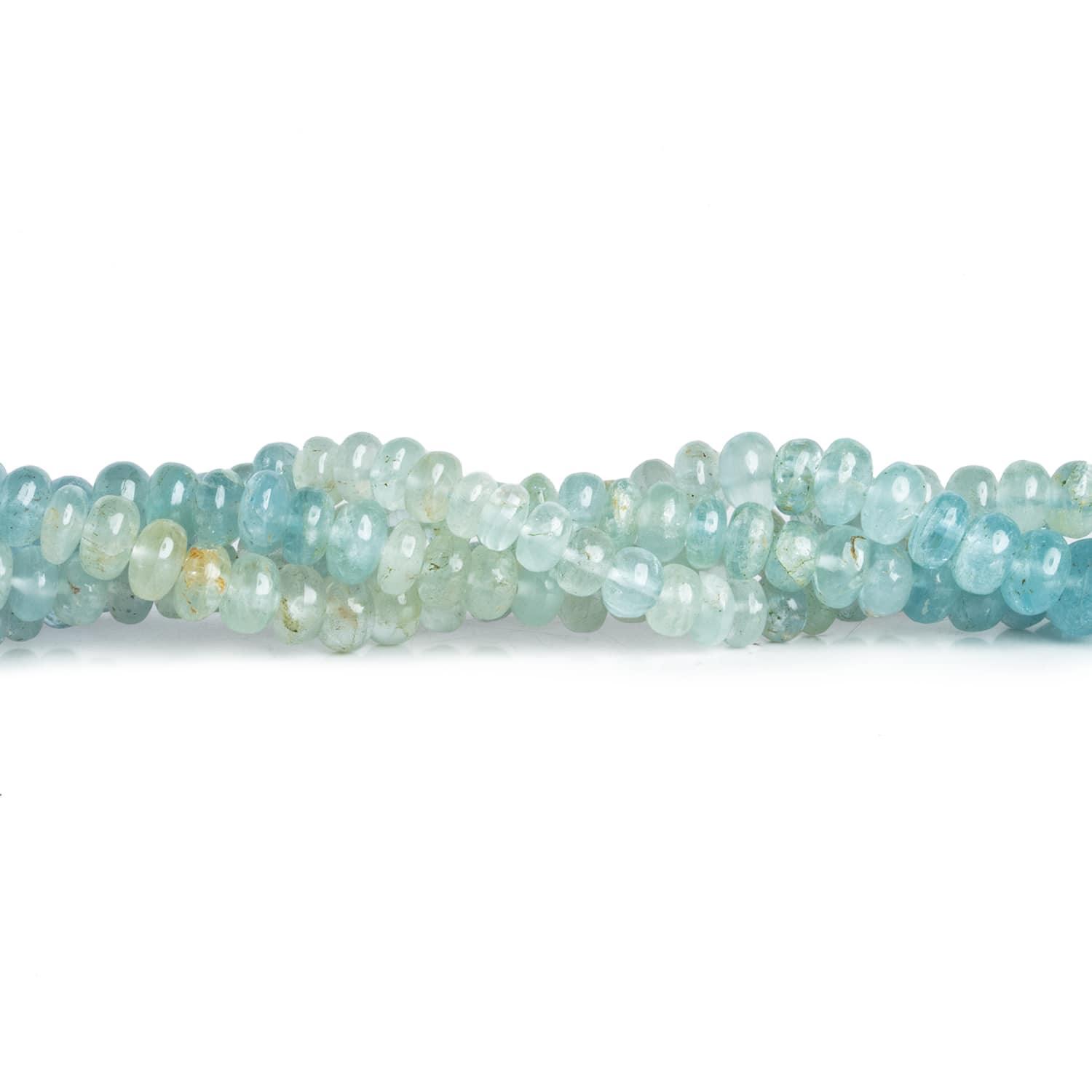 6-6.5mm Aquamarine Plain Rondelles 14 inch 95 beads - The Bead Traders