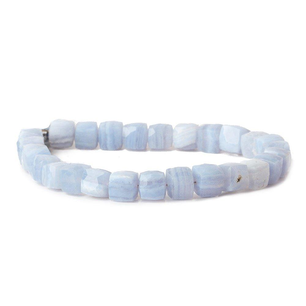6-7.5mm Blue Lace Agate faceted cubes 8 inch 26 beads - The Bead Traders