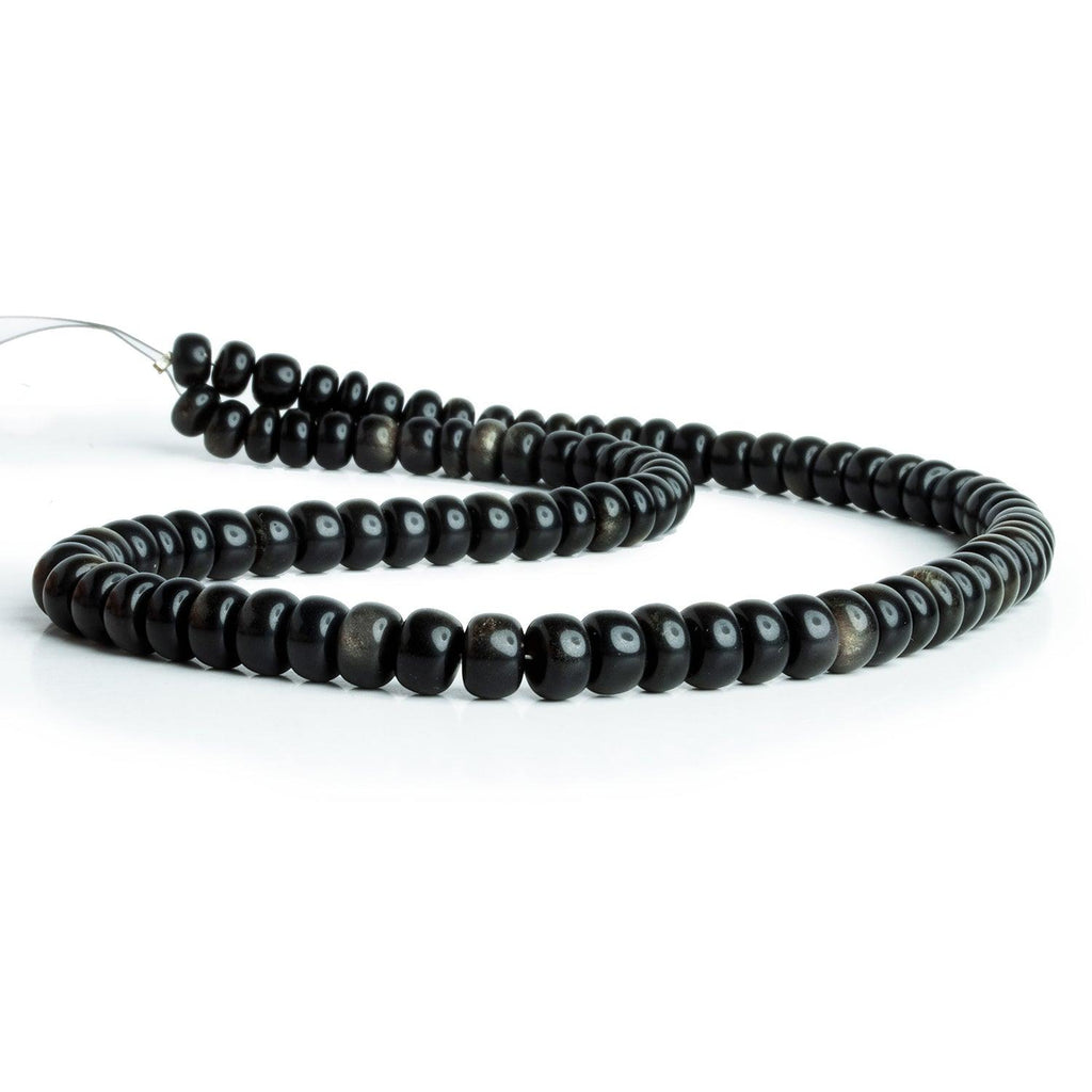 6-7.5mm Obsidian Plain Rondelles 16 inch 85 beads - The Bead Traders