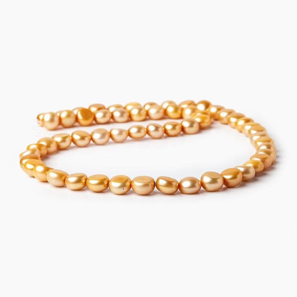 6-7mm Golden Freshwater Pearl Side Drilled Button 15 inch - The Bead Traders