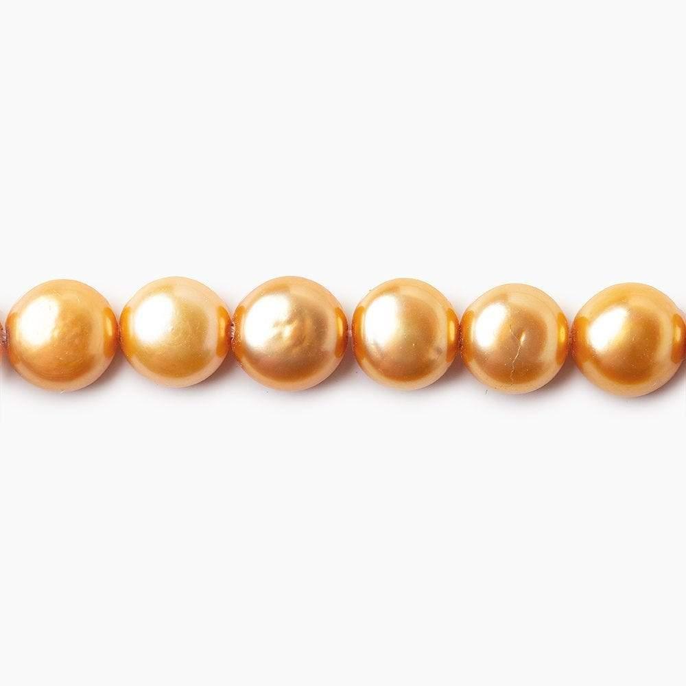 6-7mm Golden Freshwater Pearl Side Drilled Button 15 inch - The Bead Traders
