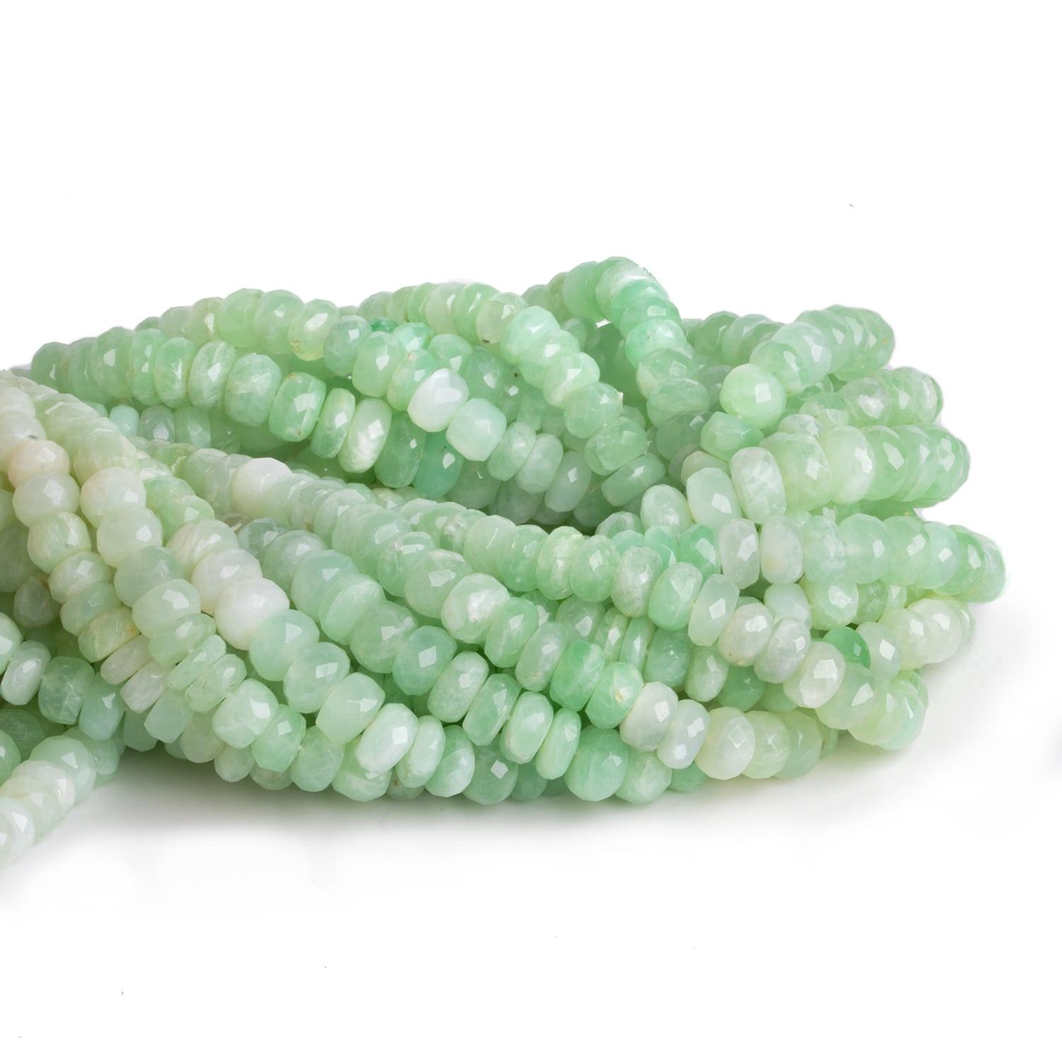 6-7mm Green Moonstone Faceted Rondelles 15 inch 85 beads - The Bead Traders
