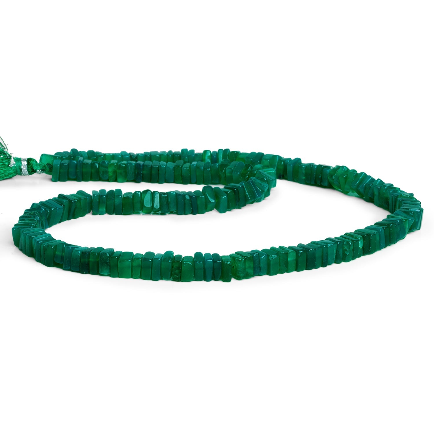 6-7mm Green Onyx Square Heishis 16 inch 170 beads - The Bead Traders