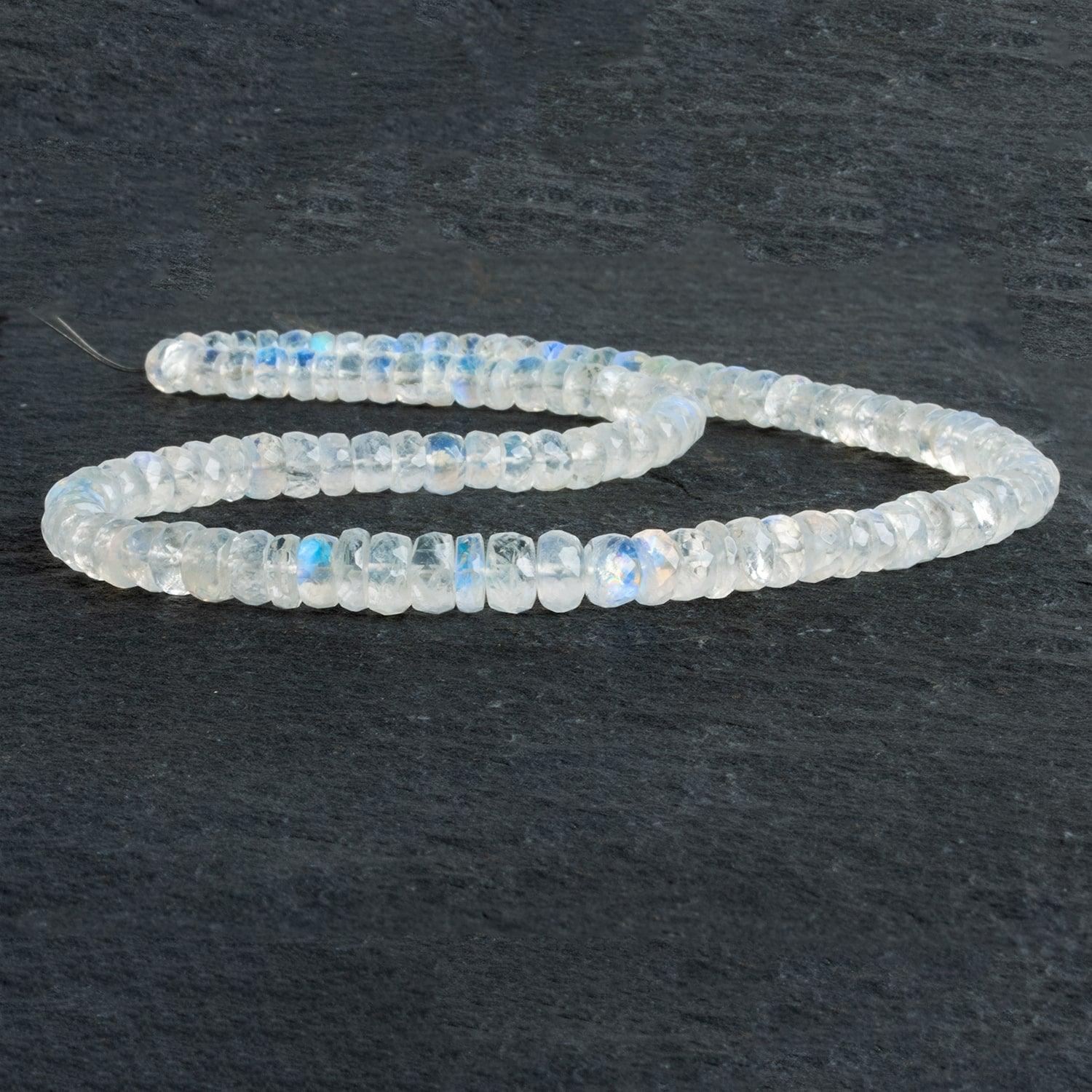 6-7mm Rainbow Moonstone Rondelles 16 inch 105 beads - The Bead Traders