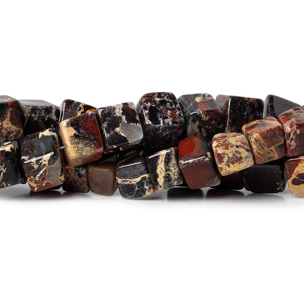 6-7mm Red Snakeskin Jasper Plain Cubes 65 pieces - The Bead Traders