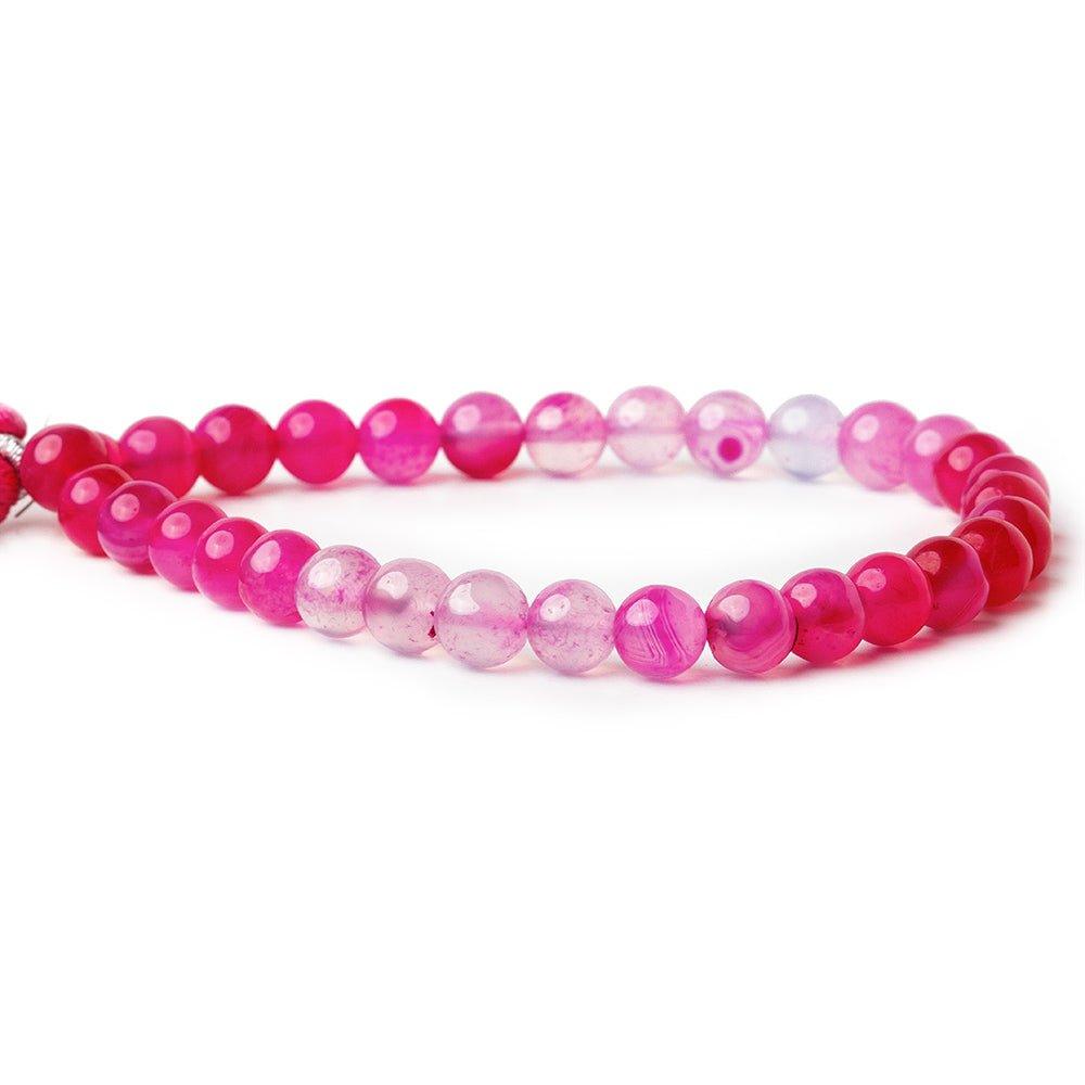 6 - 7mm Shaded Hot Pink Chalcedony Plain Round Beads 8 inch 35 pieces - The Bead Traders
