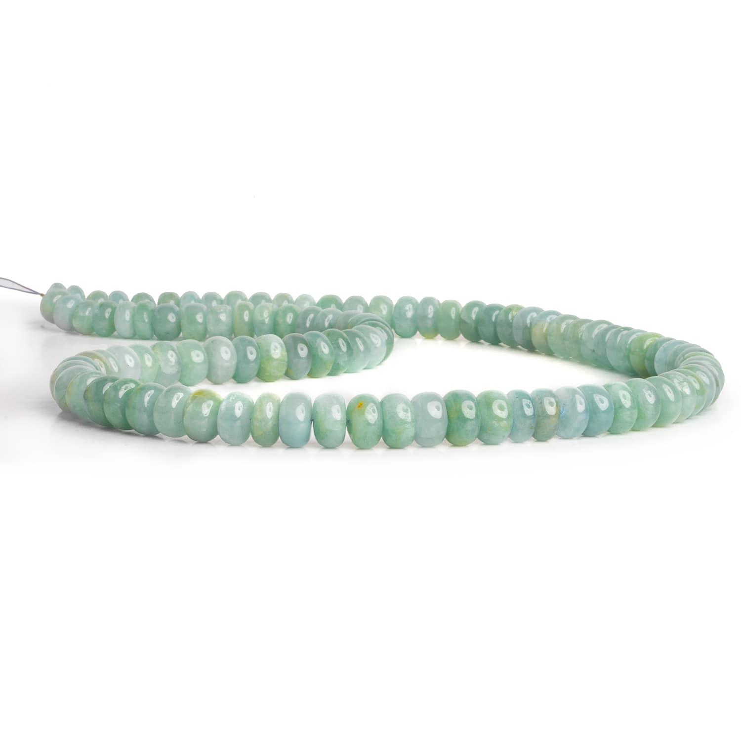 6-8mm Aquamarine Plain Rondelles 16 inch 85 beads - The Bead Traders