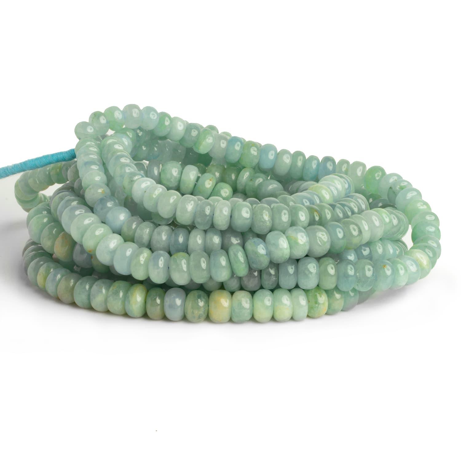 6-8mm Aquamarine Plain Rondelles 16 inch 85 beads - The Bead Traders