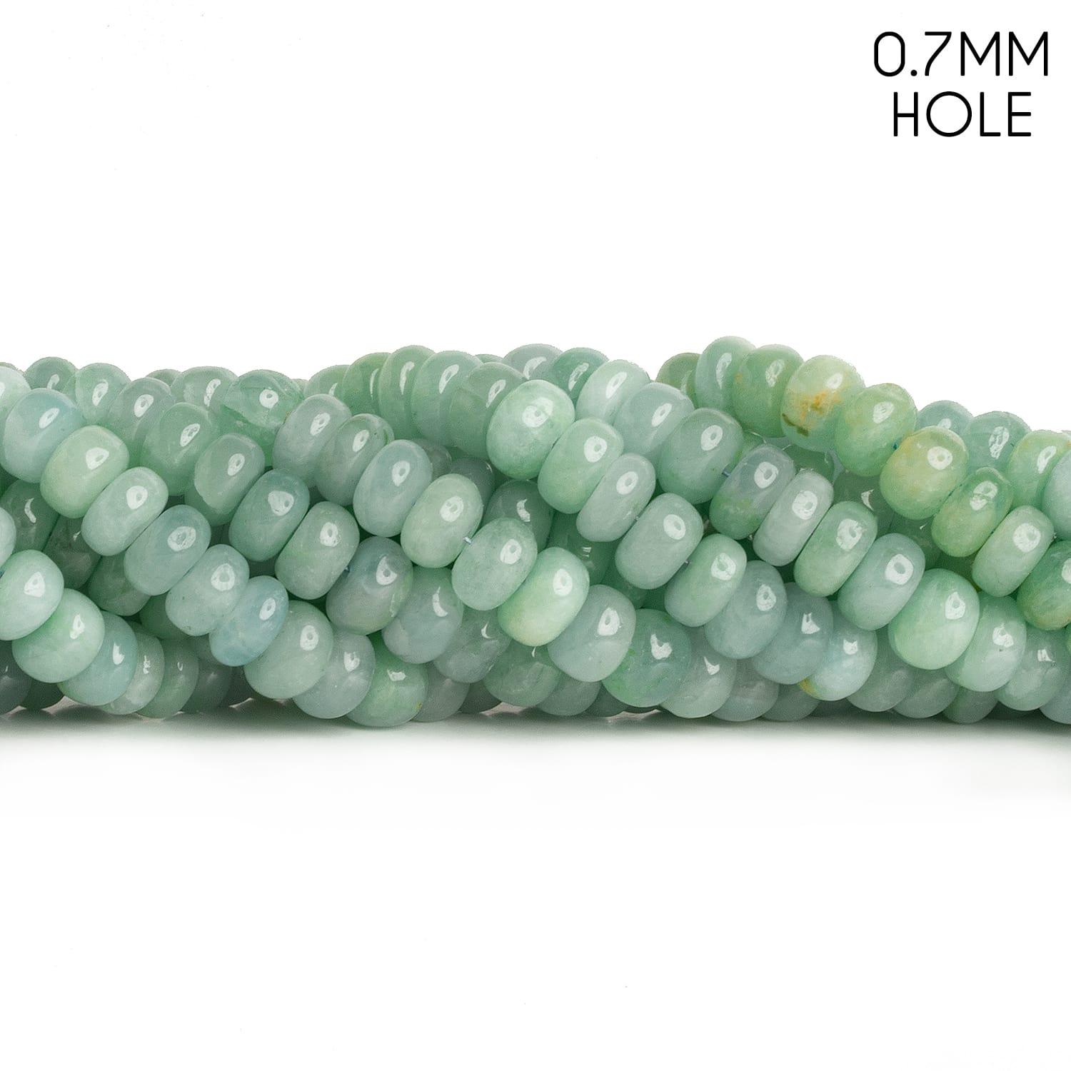 6-8mm Aquamarine Plain Rondelles 16 inch 85 beads - The Bead Traders