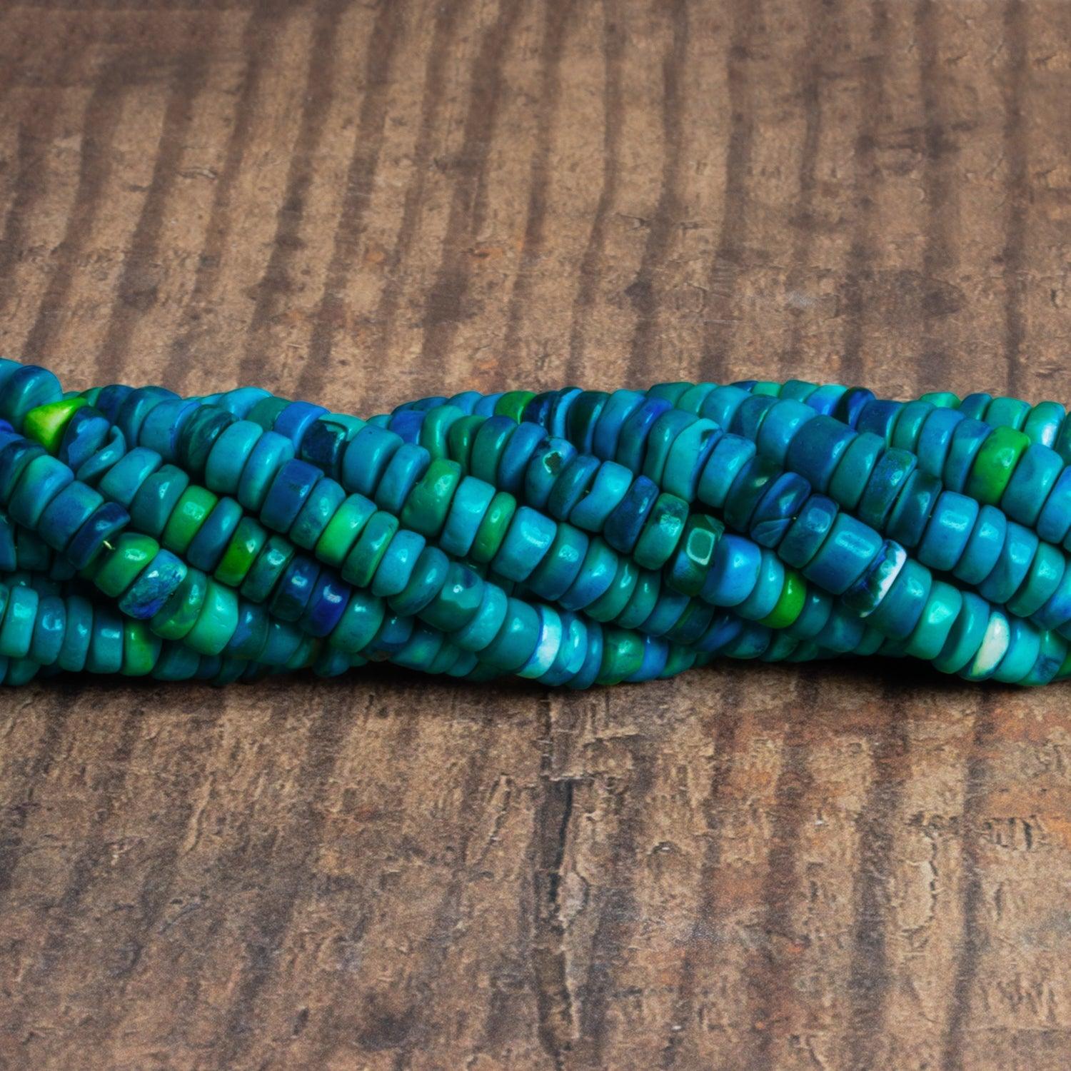 6-8mm Blue Green Opal Plain Heishis 16 inch 125 beads - The Bead Traders
