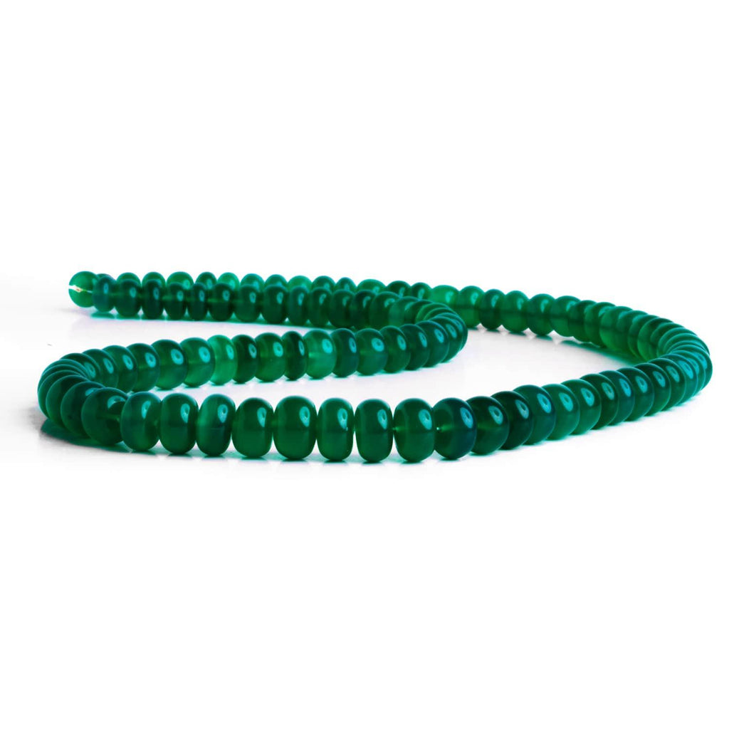 6-8mm Green Onyx Plain Rondelles 16 inch 75 beads - The Bead Traders