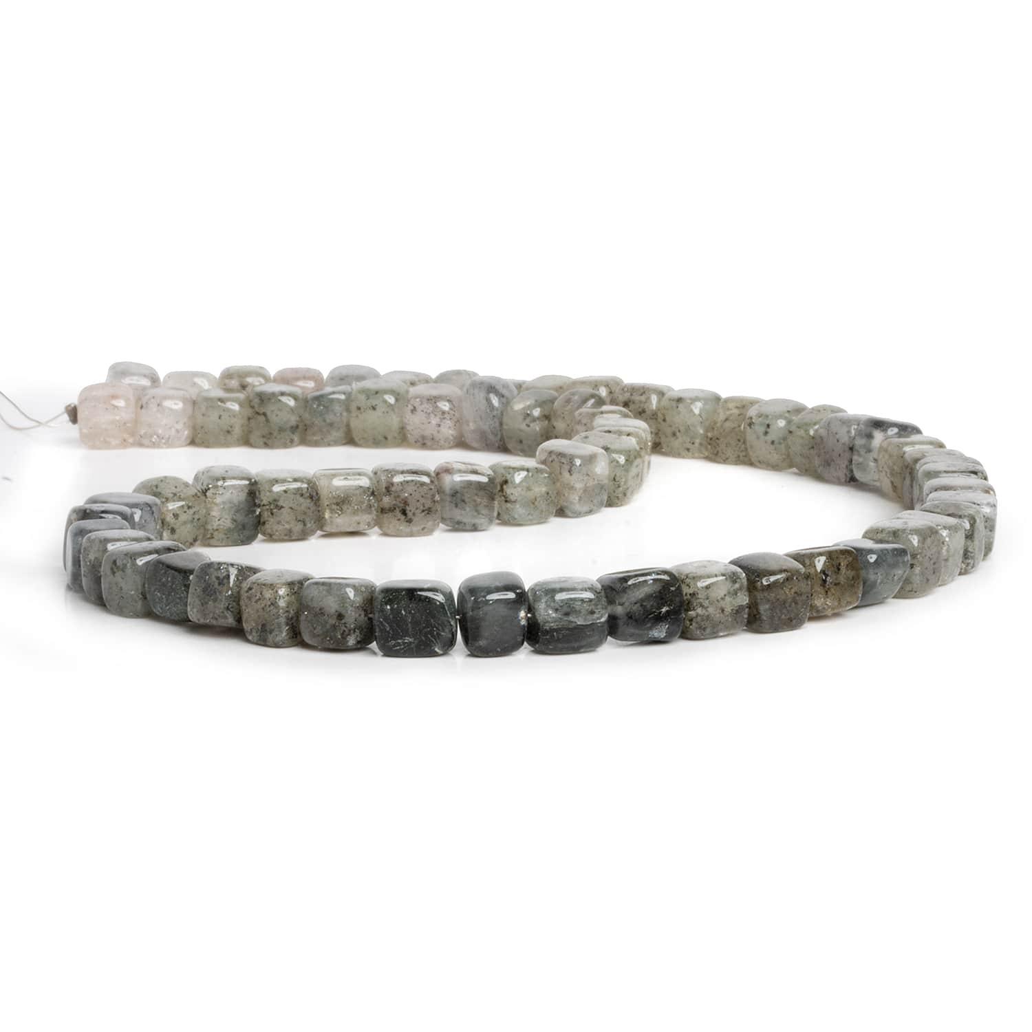6-8mm Moss Quartz Plain Cubes 16 inch 65 beads - The Bead Traders