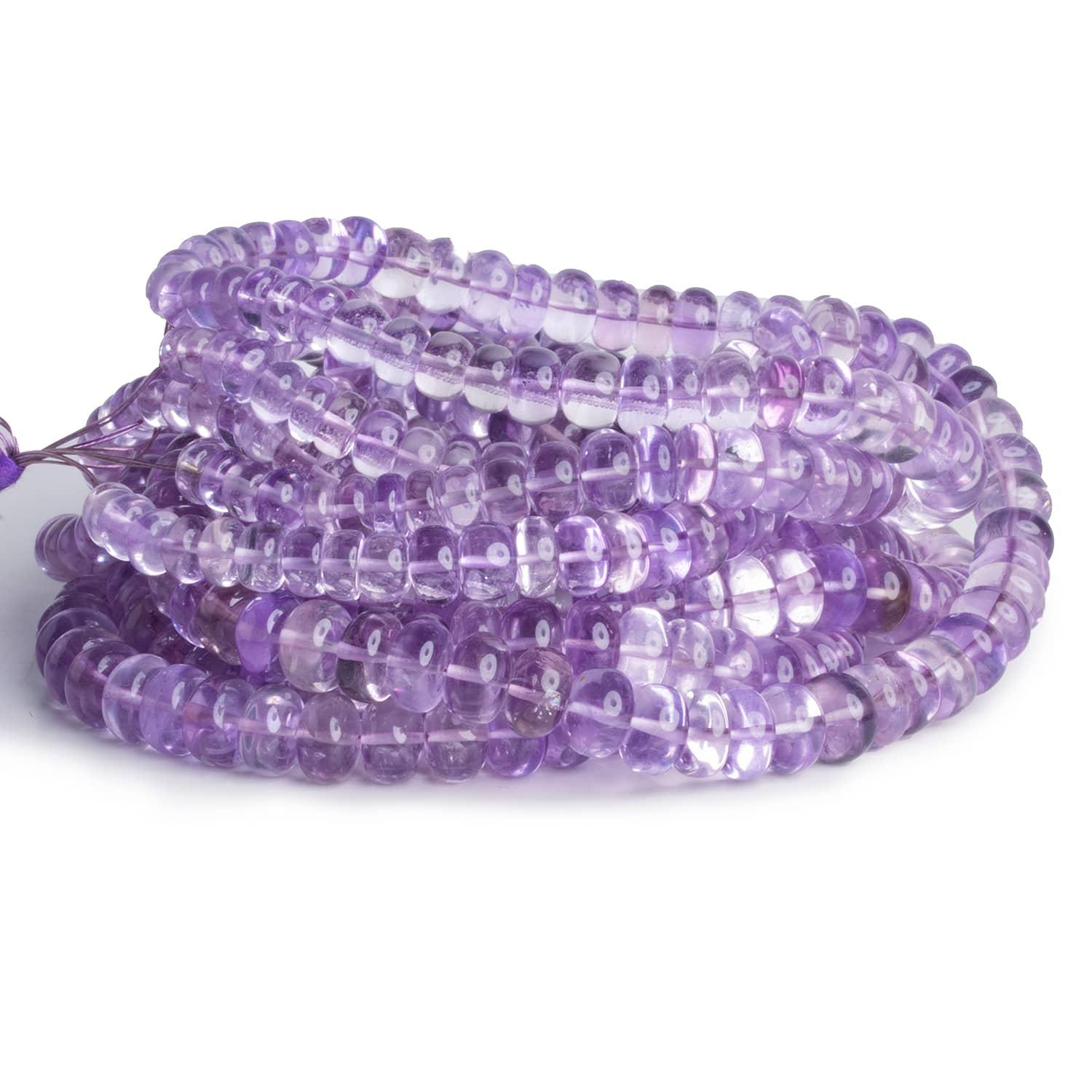 6-8mm Pink Amethyst Plain Rondelles 16 inch 80 beads - The Bead Traders