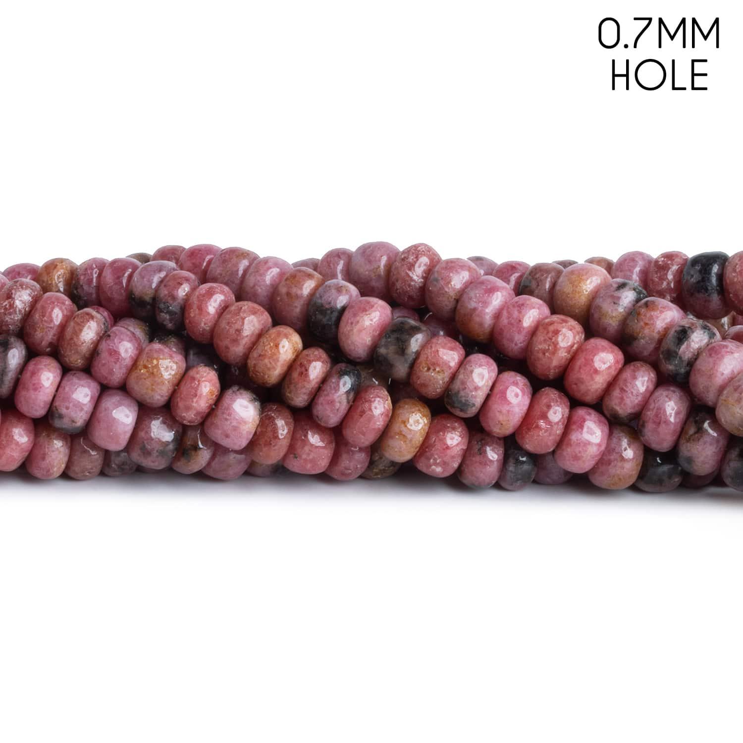6-8mm Rhodonite Plain Rondelles 16 inch 85 beads - The Bead Traders