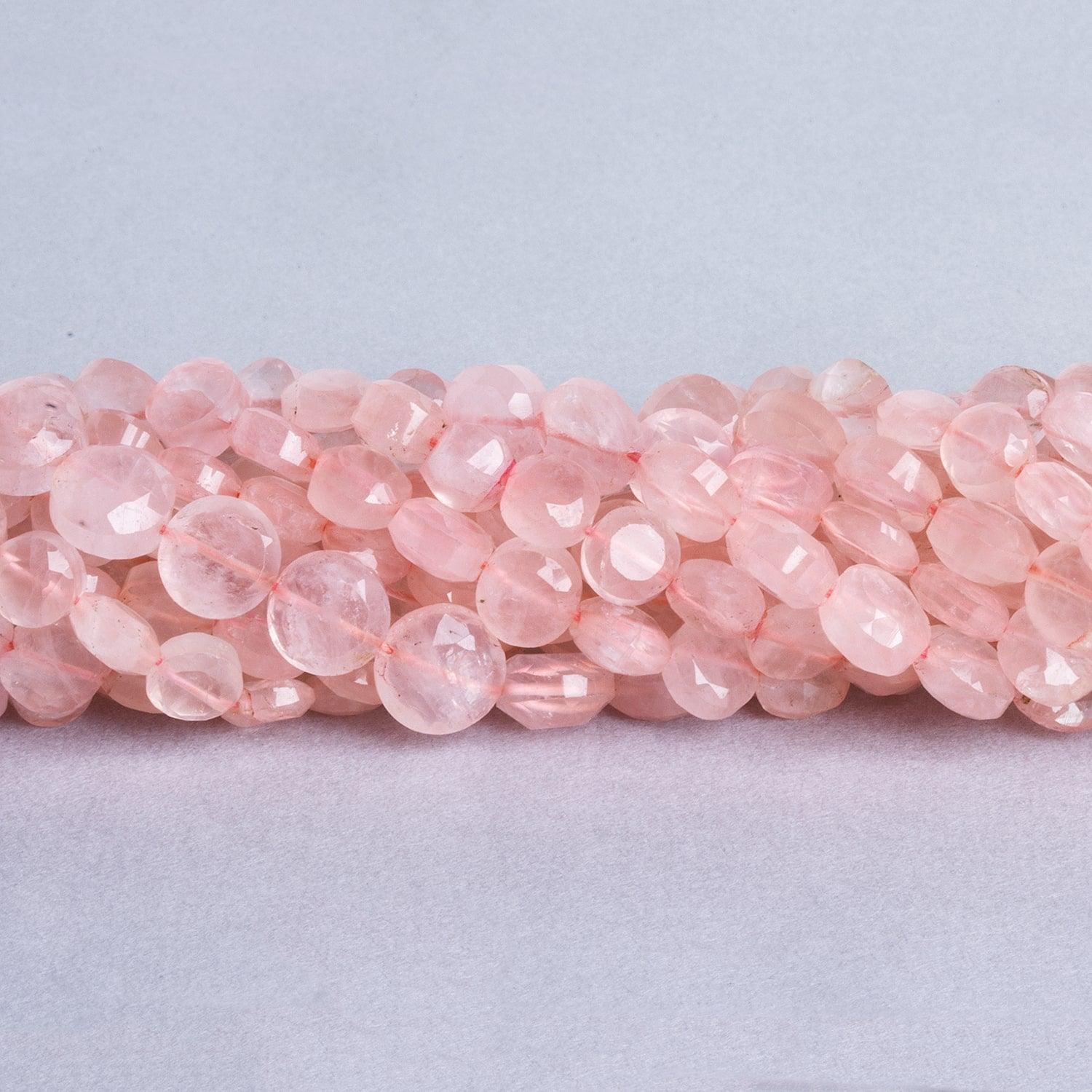 6-8mm Rose Quartz Faceted Coin Beads, 14 inch - The Bead Traders