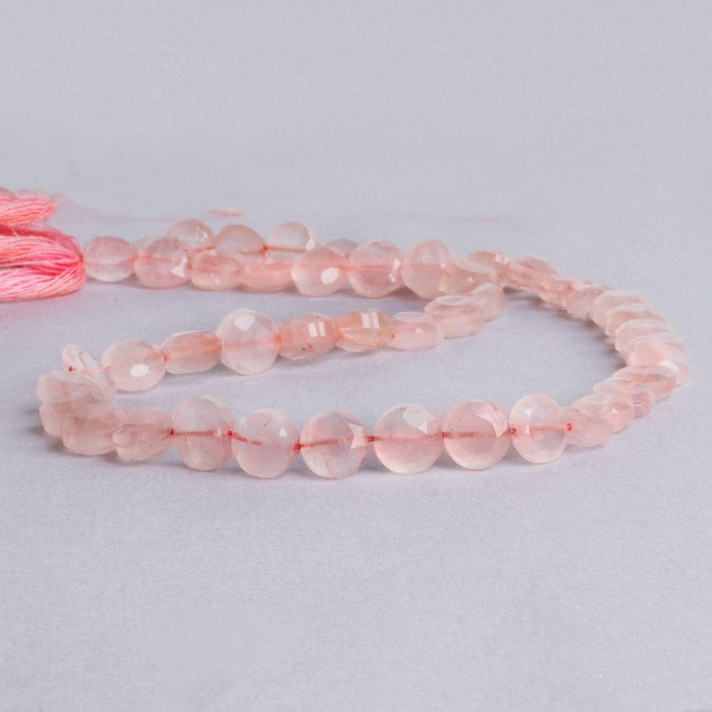 6-8mm Rose Quartz Faceted Coin Beads, 14 inch - The Bead Traders