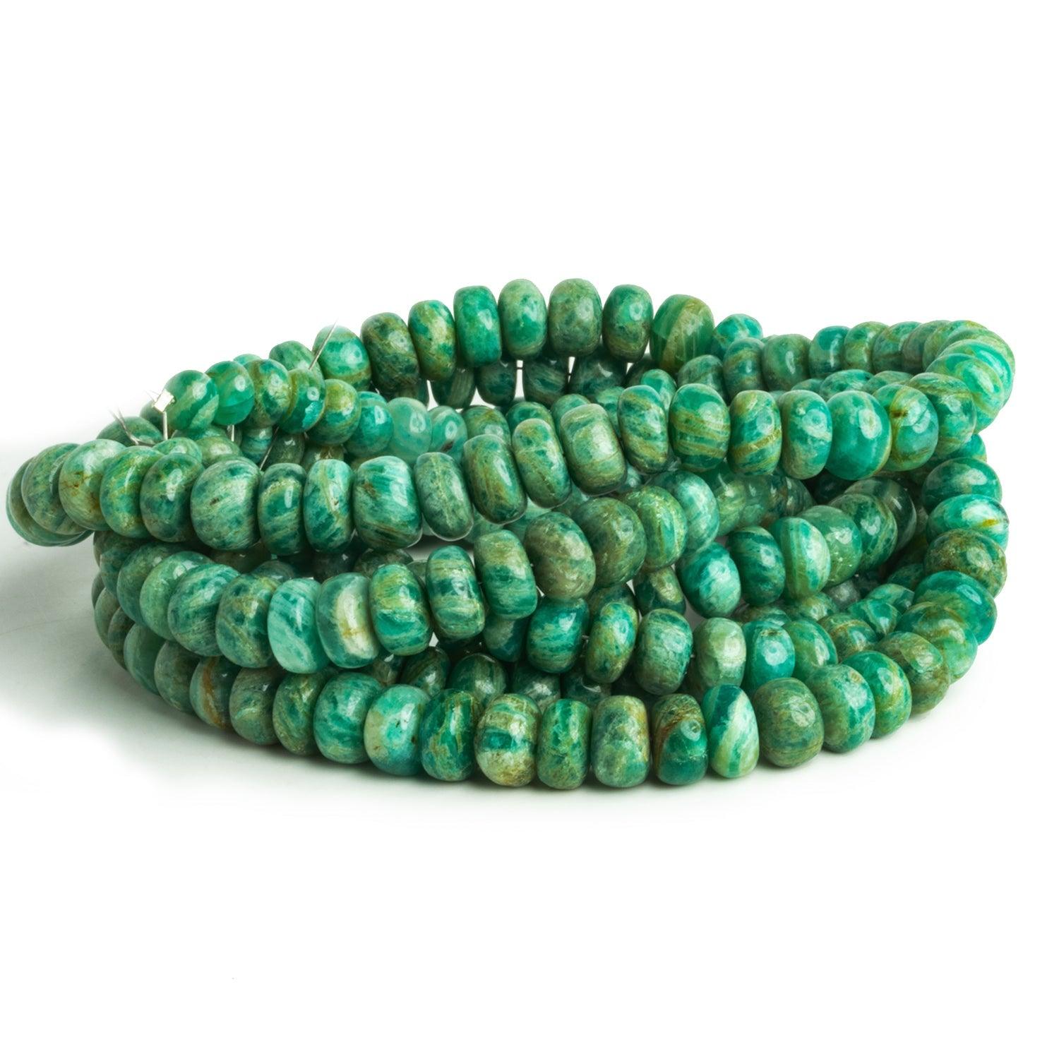 6-8mm Russian Amazonite Plain Rondelles 16 inch 80 beads - The Bead Traders