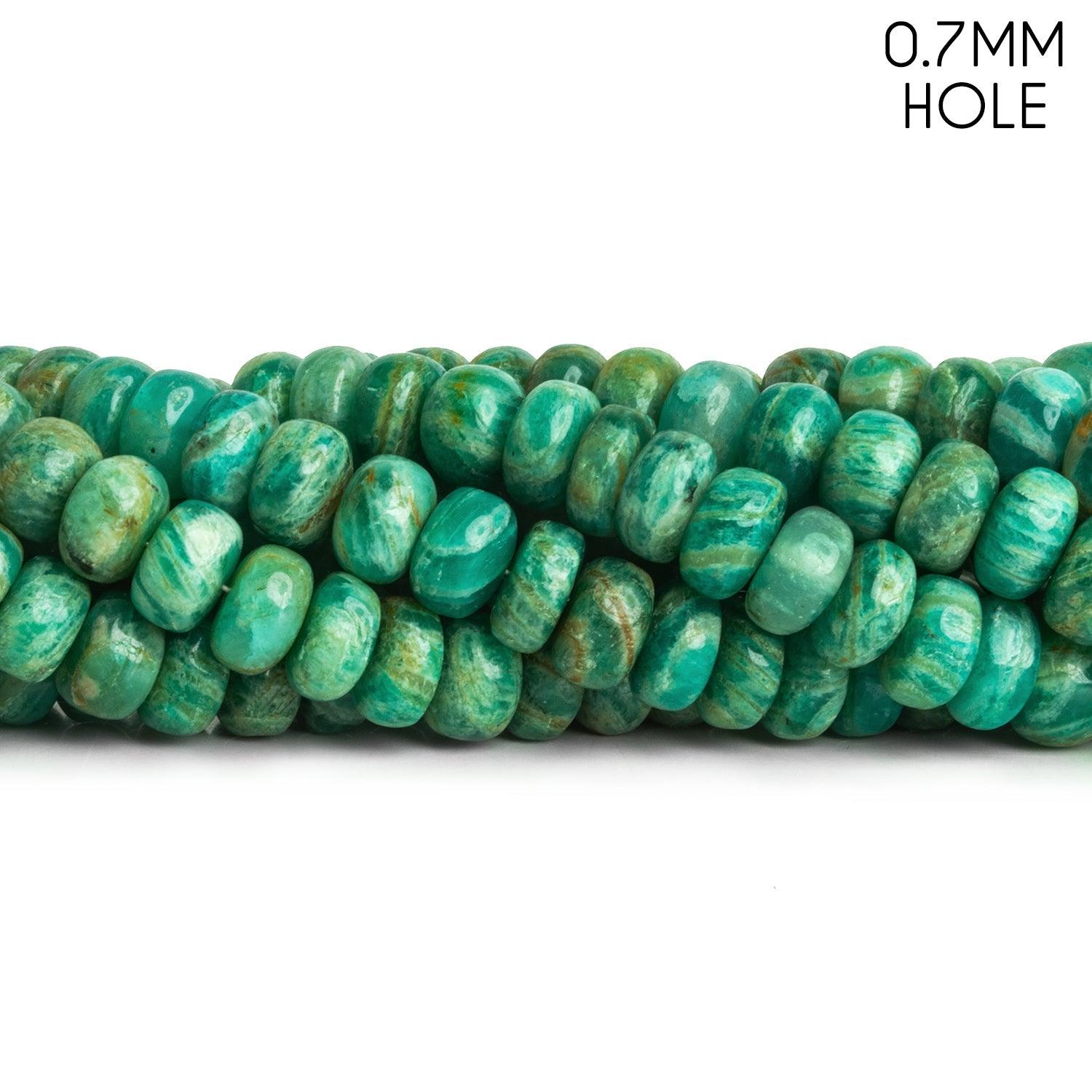 6-8mm Russian Amazonite Plain Rondelles 16 inch 80 beads - The Bead Traders