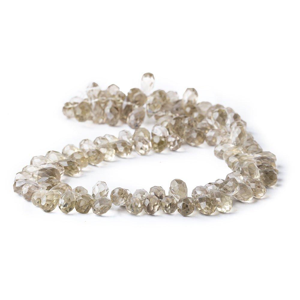 6-8mm Smoky Quartz Hand Faceted Teardrop 14 inch - The Bead Traders