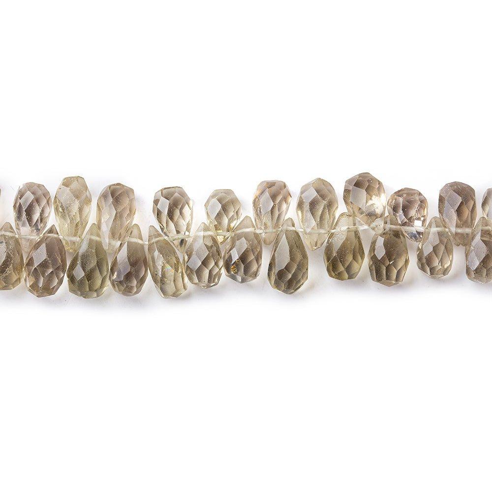 6-8mm Smoky Quartz Hand Faceted Teardrop 14 inch - The Bead Traders