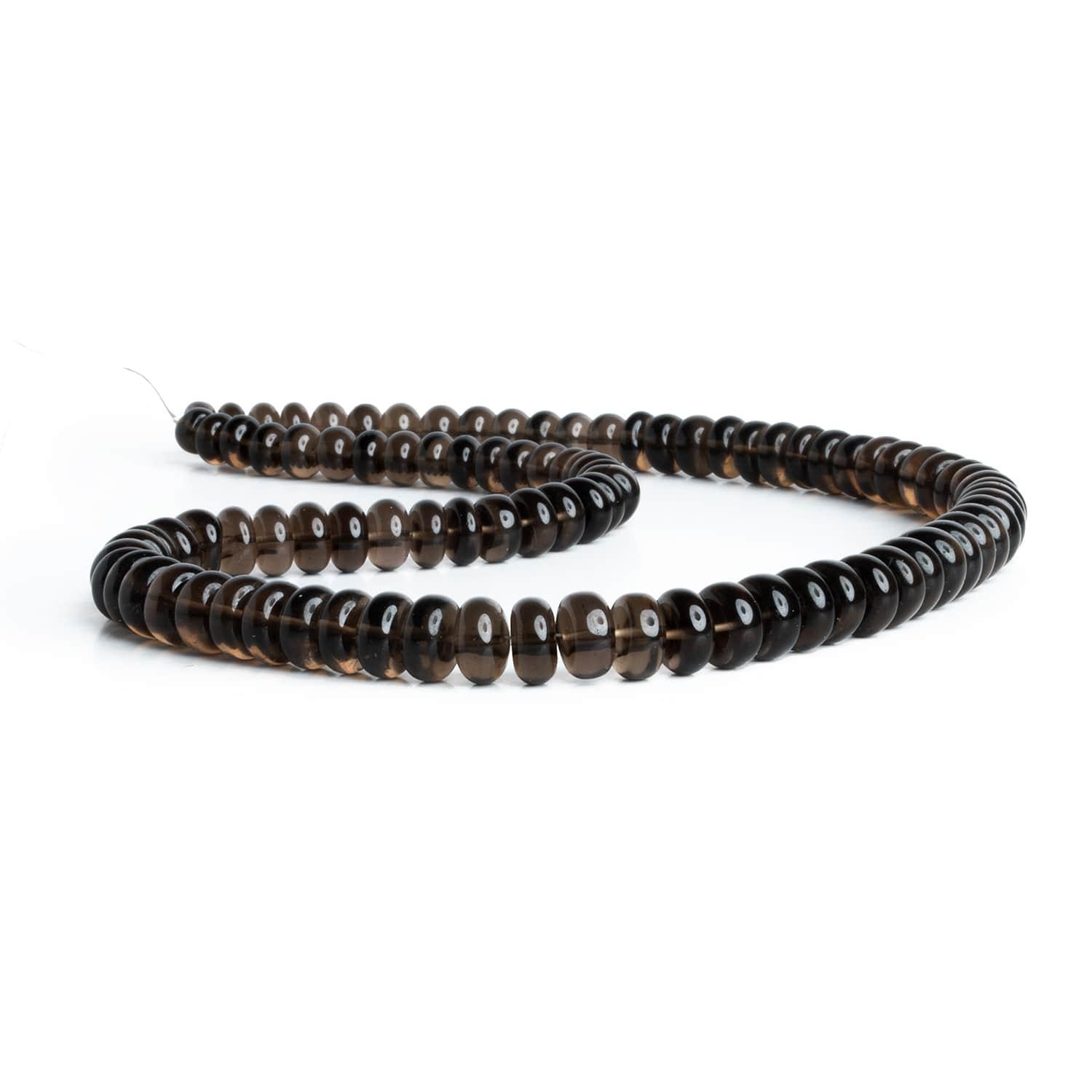 6-8mm Smoky Quartz Plain Rondelles 16 inch 85 beads - The Bead Traders