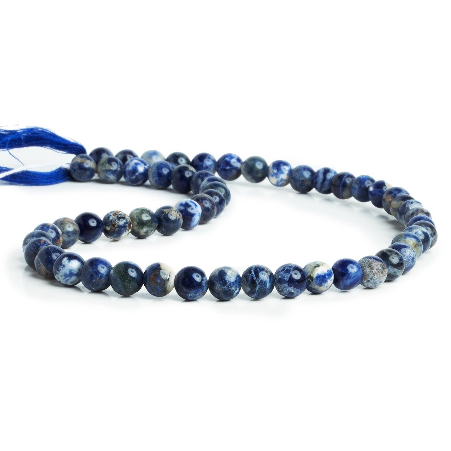6-8mm Sodalite Handcut Rounds 12 inch 45 pieces - The Bead Traders